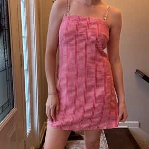 Miami Pink Checkered Mini Dress